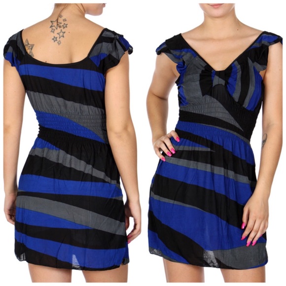Dresses & Skirts - LAST 1 M Striped black blue summer short dress